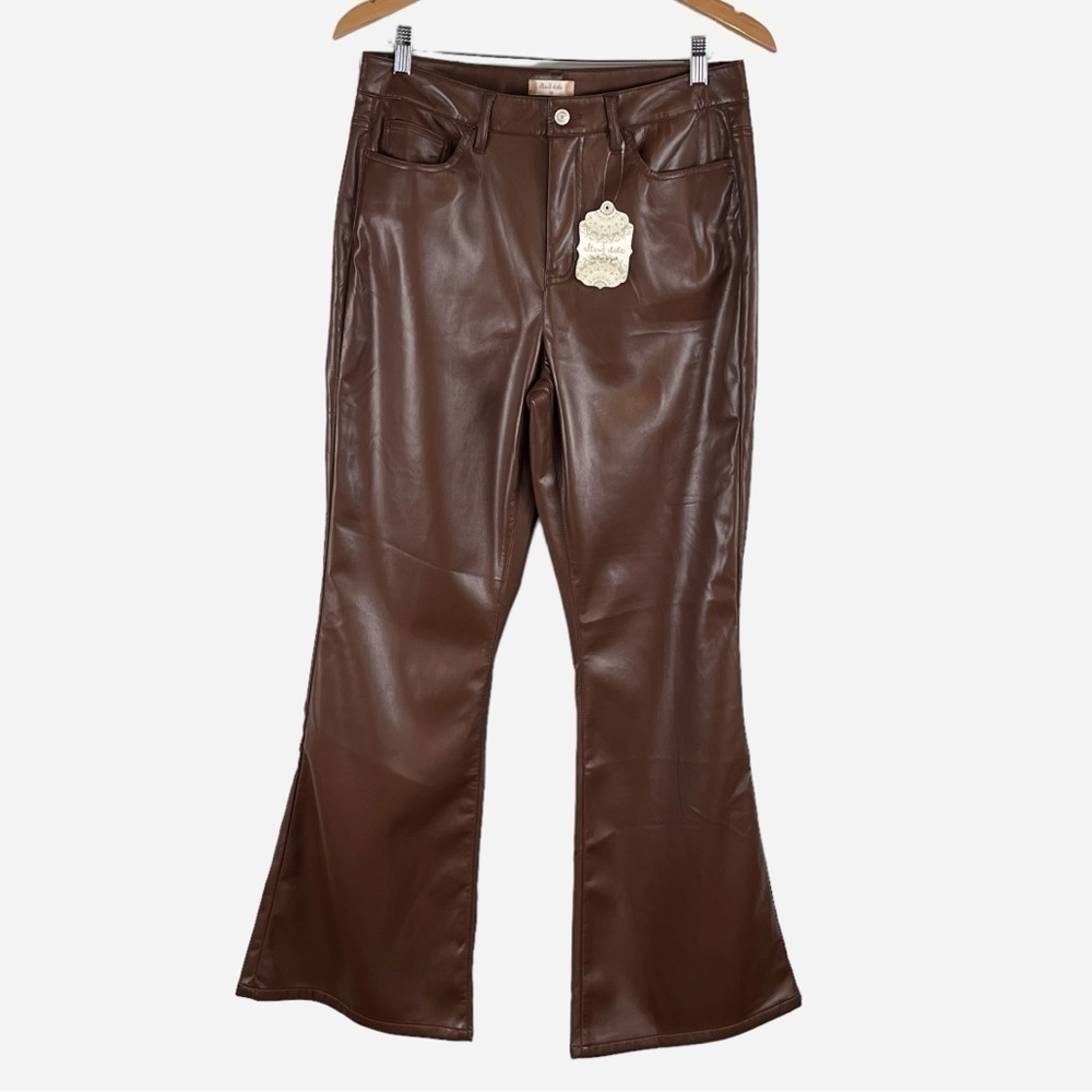NWT Altar'd State Brown Faux Leather Flared Leg Pants High Rise • Size 30x32